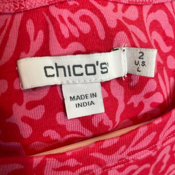 Chico's Vibrant Pink Patterned Muscle Tee - Picture 2 of 3